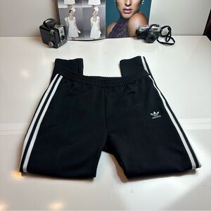 Adidas Kids  Black Joggers with White Stripes